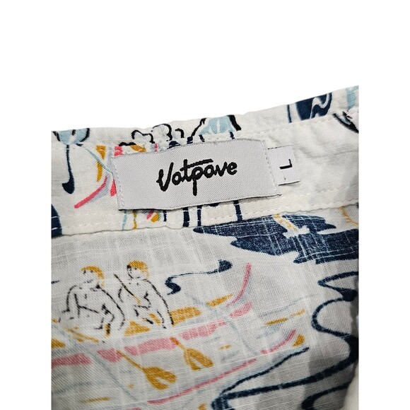 Mens L Aloha Shirt VatPave Button up Hawaiian Island Print Short Sleeve Beach - Picture 4 of 13